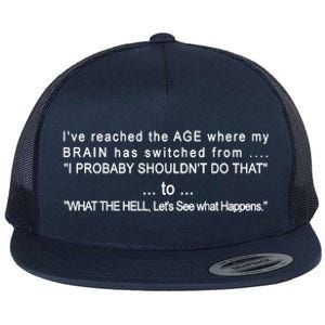 Aged Brain Funny Sarcastic Flat Bill Trucker Hat