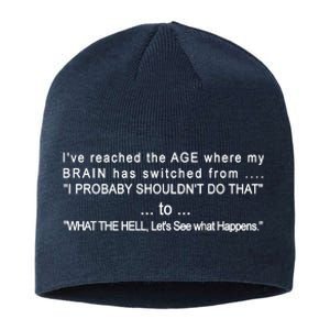 Aged Brain Funny Sarcastic Sustainable Beanie