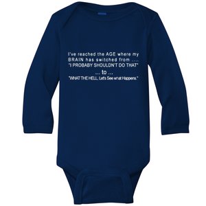 Aged Brain Funny Sarcastic Baby Long Sleeve Bodysuit