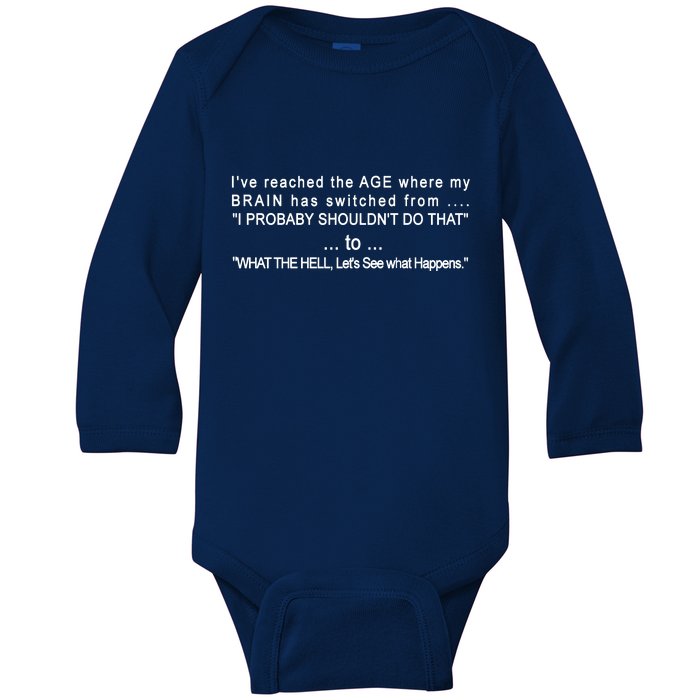 Aged Brain Funny Sarcastic Baby Long Sleeve Bodysuit