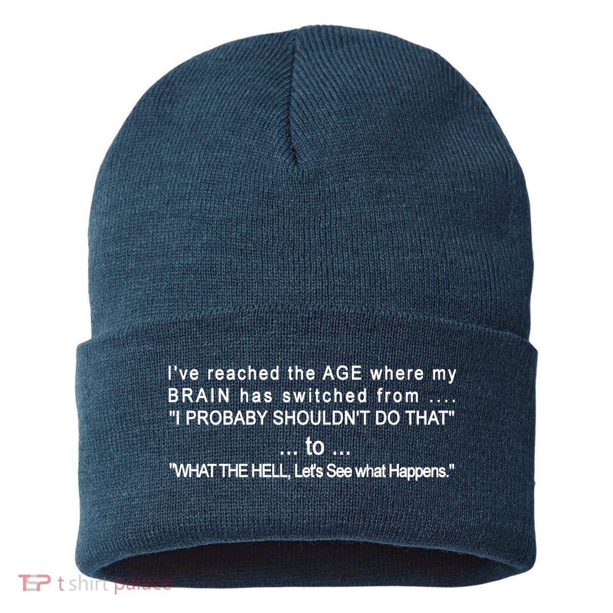 Aged Brain Funny Sarcastic Sustainable Knit Beanie