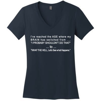 Aged Brain Funny Sarcastic Women's V-Neck T-Shirt