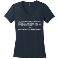 Aged Brain Funny Sarcastic Women's V-Neck T-Shirt