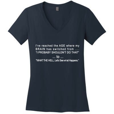 Aged Brain Funny Sarcastic Women's V-Neck T-Shirt