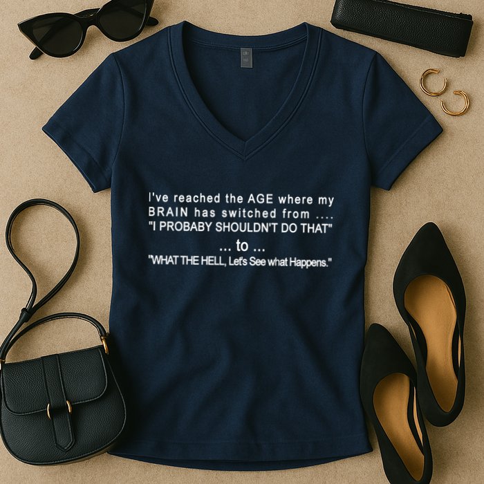 Aged Brain Funny Sarcastic Women's V-Neck T-Shirt