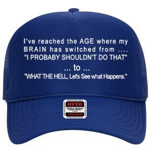 Aged Brain Funny Sarcastic High Crown Mesh Back Trucker Hat