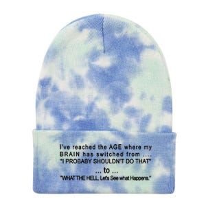 Aged Brain Funny Sarcastic Tie Dye 12in Knit Beanie