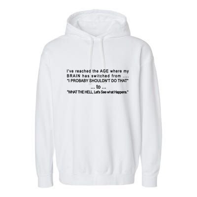 Aged Brain Funny Sarcastic Garment-Dyed Fleece Hoodie