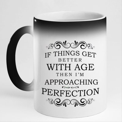 Aged To Perfection Funny Birthday 11oz Black Color Changing Mug