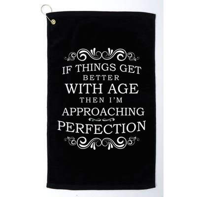 Aged To Perfection Funny Birthday Platinum Collection Golf Towel