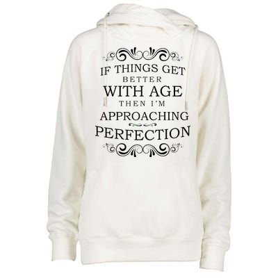 Aged To Perfection Funny Birthday Womens Funnel Neck Pullover Hood