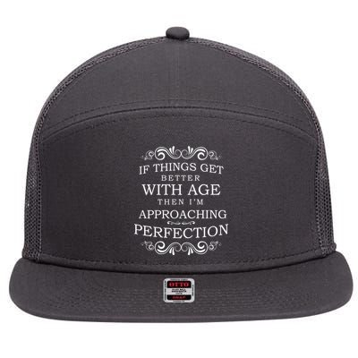 Aged To Perfection Funny Birthday 7 Panel Mesh Trucker Snapback Hat