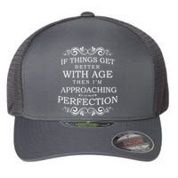 Aged To Perfection Funny Birthday Flexfit Unipanel Trucker Cap