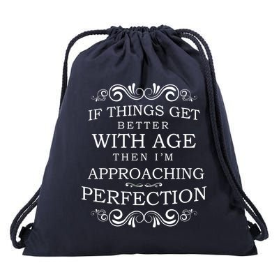 Aged To Perfection Funny Birthday Drawstring Bag