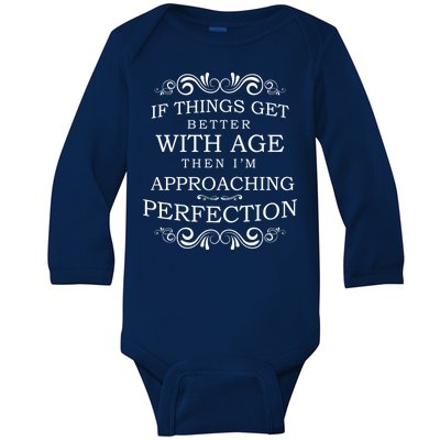 Aged To Perfection Funny Birthday Baby Long Sleeve Bodysuit