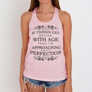 Aged To Perfection Funny Birthday Women's Knotted Racerback Tank