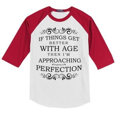 Aged To Perfection Funny Birthday Kids Colorblock Raglan Jersey