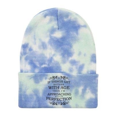 Aged To Perfection Funny Birthday Tie Dye 12in Knit Beanie