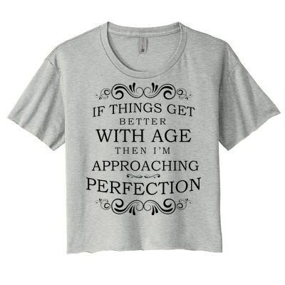 Aged To Perfection Funny Birthday Women's Crop Top Tee