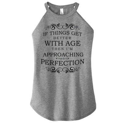 Aged To Perfection Funny Birthday Women's Perfect Tri Rocker Tank