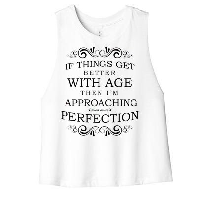 Aged To Perfection Funny Birthday Women's Racerback Cropped Tank