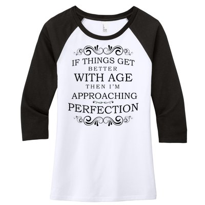 Aged To Perfection Funny Birthday Women's Tri-Blend 3/4-Sleeve Raglan Shirt