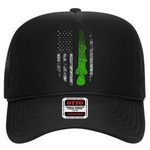 Alligator Gar Flag Alligator Gar Fishing High Crown Mesh Back Trucker Hat