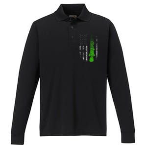 Alligator Gar Flag Alligator Gar Fishing Performance Long Sleeve Polo