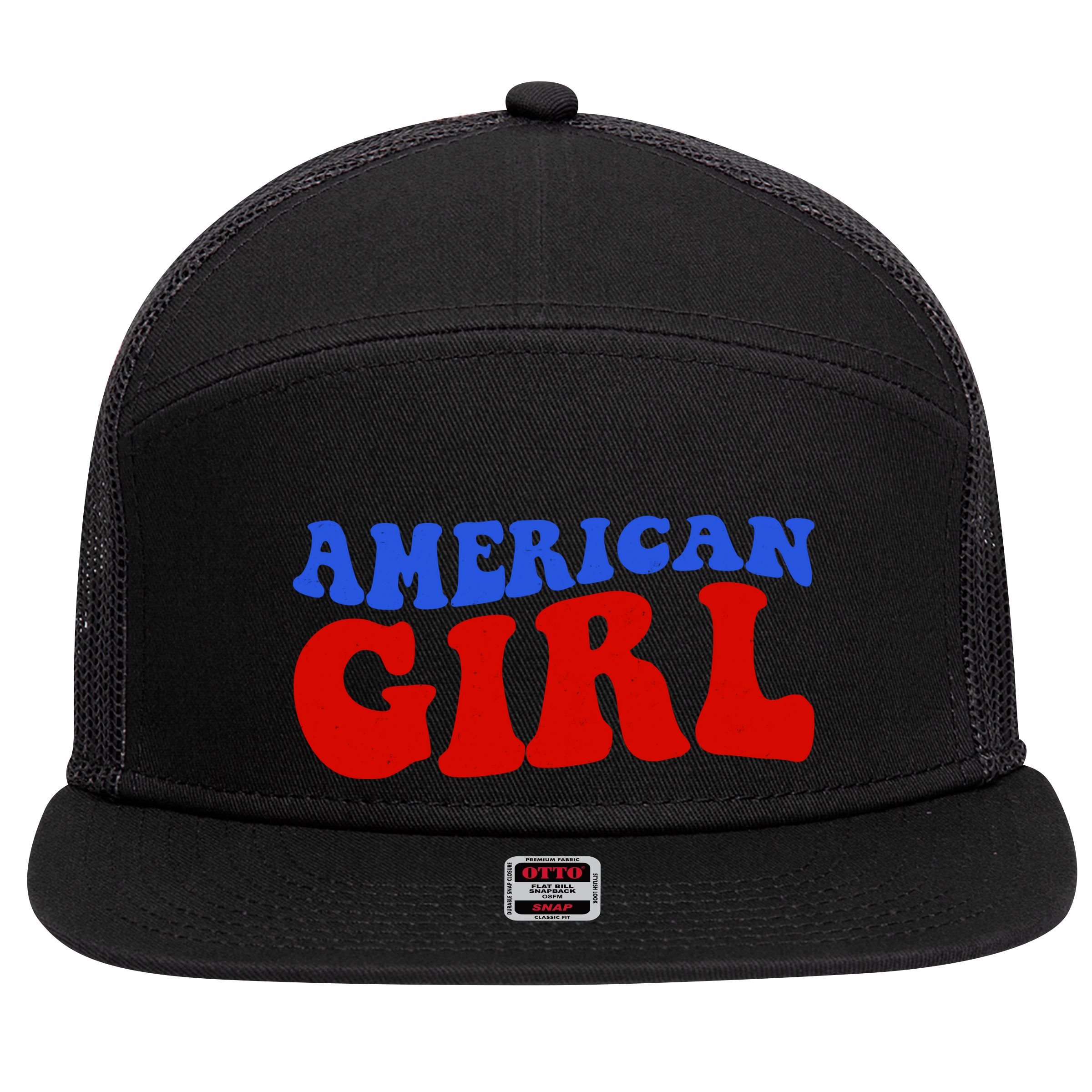 American Girl Fourth Of July 7 Panel Mesh Trucker Snapback Hat