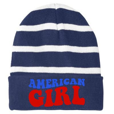 American Girl Fourth Of July Striped Beanie with Solid Band