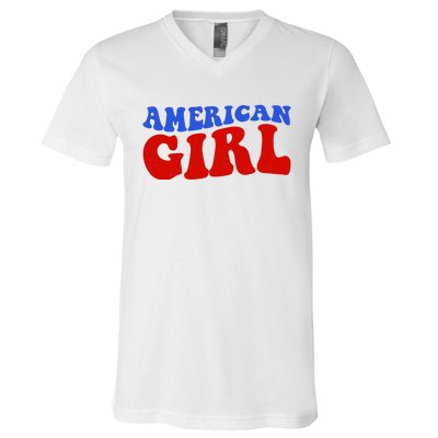 American Girl Fourth Of July V-Neck T-Shirt