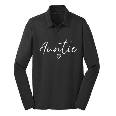 Auntie Gifts For Women Heart MotherS Day Auntie Silk Touch Performance Long Sleeve Polo