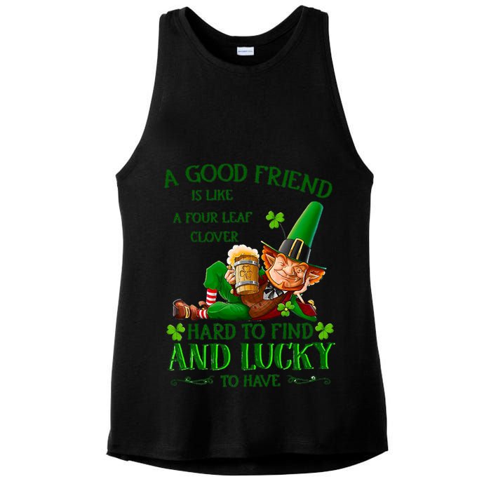 A Good Friend Is Like A Four Leaf Clover Patrick's Day Ladies PosiCharge Tri-Blend Wicking Tank
