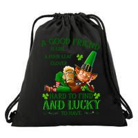 A Good Friend Is Like A Four Leaf Clover Patrick's Day Drawstring Bag