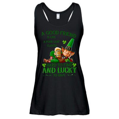A Good Friend Is Like A Four Leaf Clover Patrick's Day Ladies Essential Flowy Tank