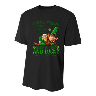 A Good Friend Is Like A Four Leaf Clover Patrick's Day Youth Performance Sprint T-Shirt