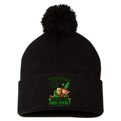 A Good Friend Is Like A Four Leaf Clover Patrick's Day Pom Pom 12in Knit Beanie
