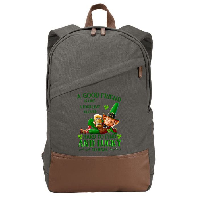A Good Friend Is Like A Four Leaf Clover Patrick's Day Cotton Canvas Backpack