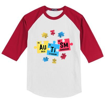 Autism Gift For Teachers Sped Periodic Table Elets Gift Kids Colorblock Raglan Jersey