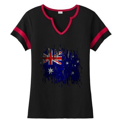 Australia Grunge Flag Ladies Halftime Notch Neck Tee