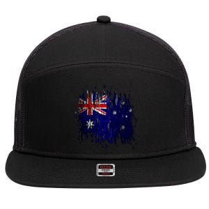 Australia Grunge Flag 7 Panel Mesh Trucker Snapback Hat