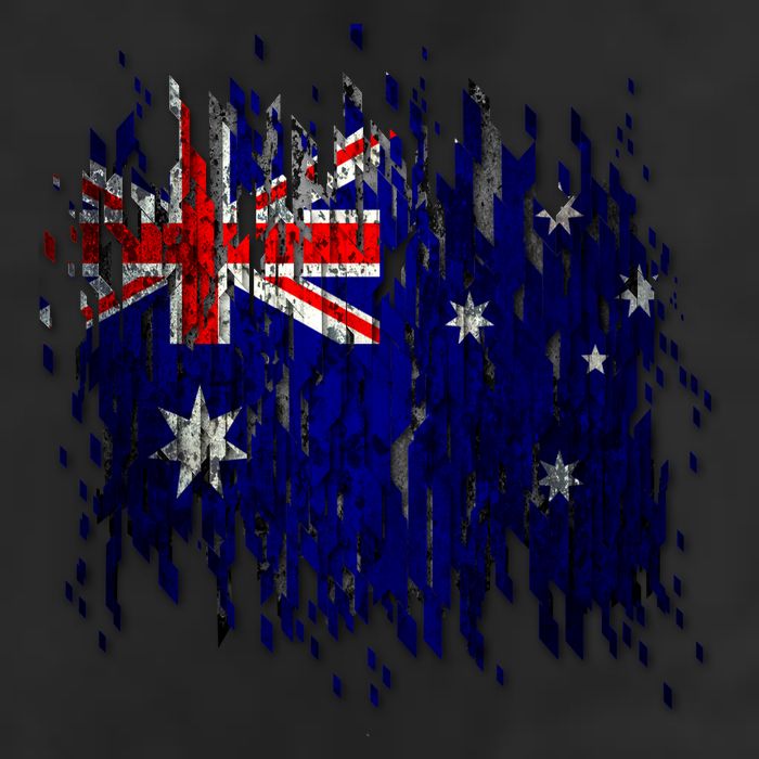 Australia Grunge Flag 7 Panel Mesh Trucker Snapback Hat