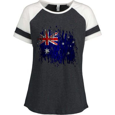 Australia Grunge Flag Enza Ladies Jersey Colorblock Tee