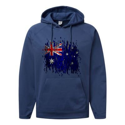 Australia Grunge Flag Performance Fleece Hoodie