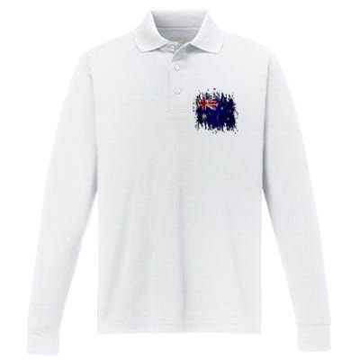 Australia Grunge Flag Performance Long Sleeve Polo