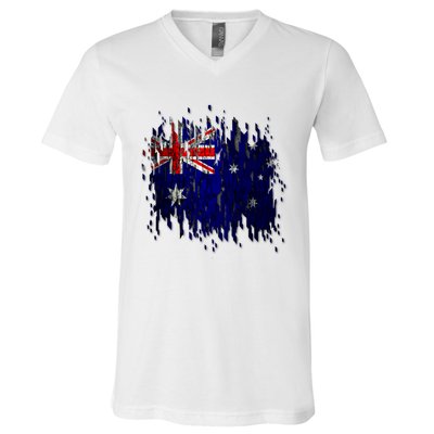 Australia Grunge Flag V-Neck T-Shirt