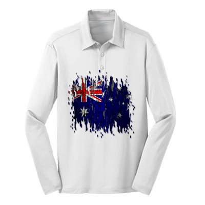 Australia Grunge Flag Silk Touch Performance Long Sleeve Polo