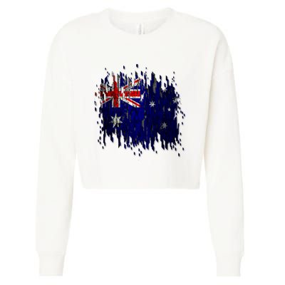 Australia Grunge Flag Cropped Pullover Crew