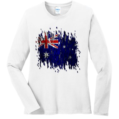 Australia Grunge Flag Ladies Long Sleeve Shirt