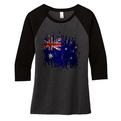 Australia Grunge Flag Women's Tri-Blend 3/4-Sleeve Raglan Shirt